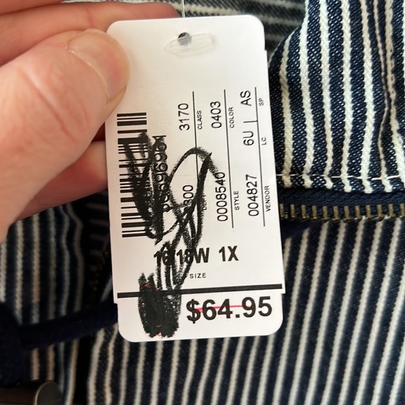 CJ Banks NWT Blue and White Striped 100% Cotton Jacket. Size 1X - Picture 3 of 13